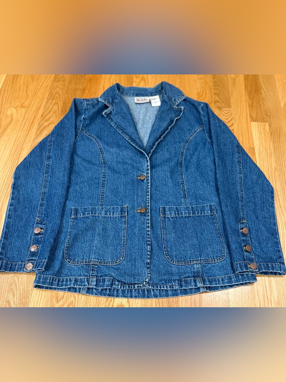 Vintage 90s Bill Blass Denim Blazer Jacket Excellent Condition